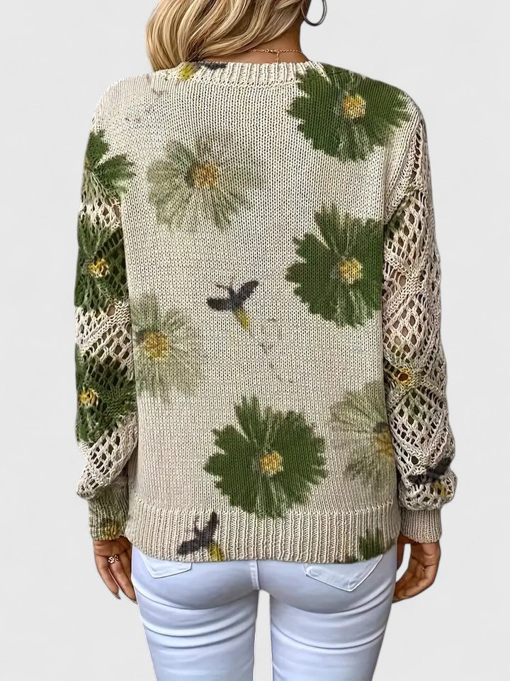 Wysława – Elegancki sweter damski z kwiatowym wzorem