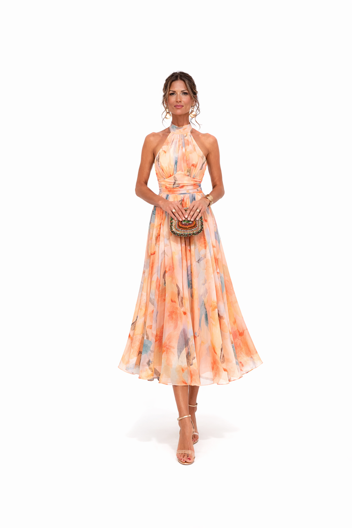 Esther™ | Sukienka Halter z Nadrukiem Akwarelowym